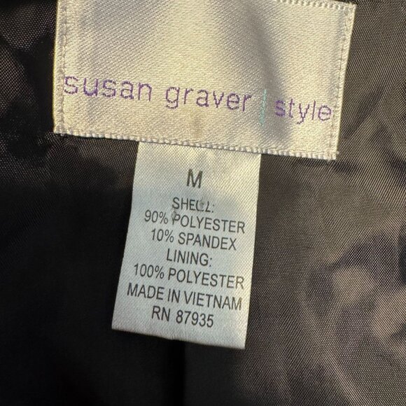 Susan Graver Quilted Velvet Jacket Womens Size M Black Evening Cropped Hook Eye - Picture 4 of 6